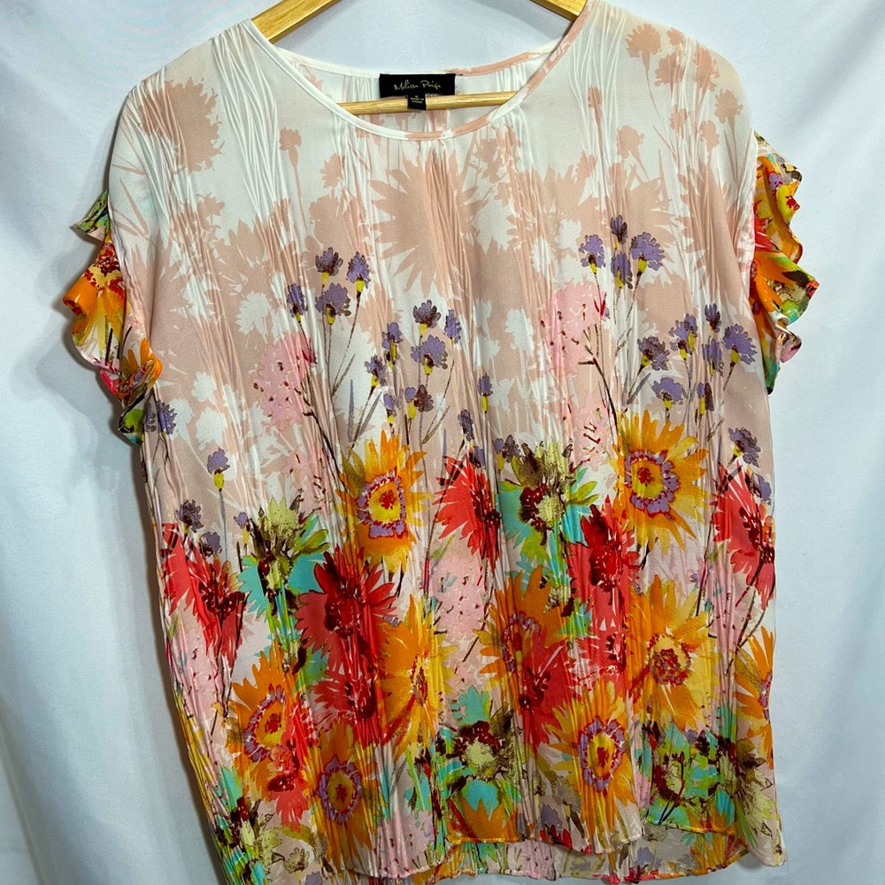 Melissa Paige floral short sleeve shirt Small